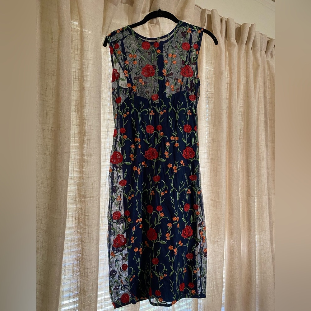Mystic Midnight Blue Floral Dress